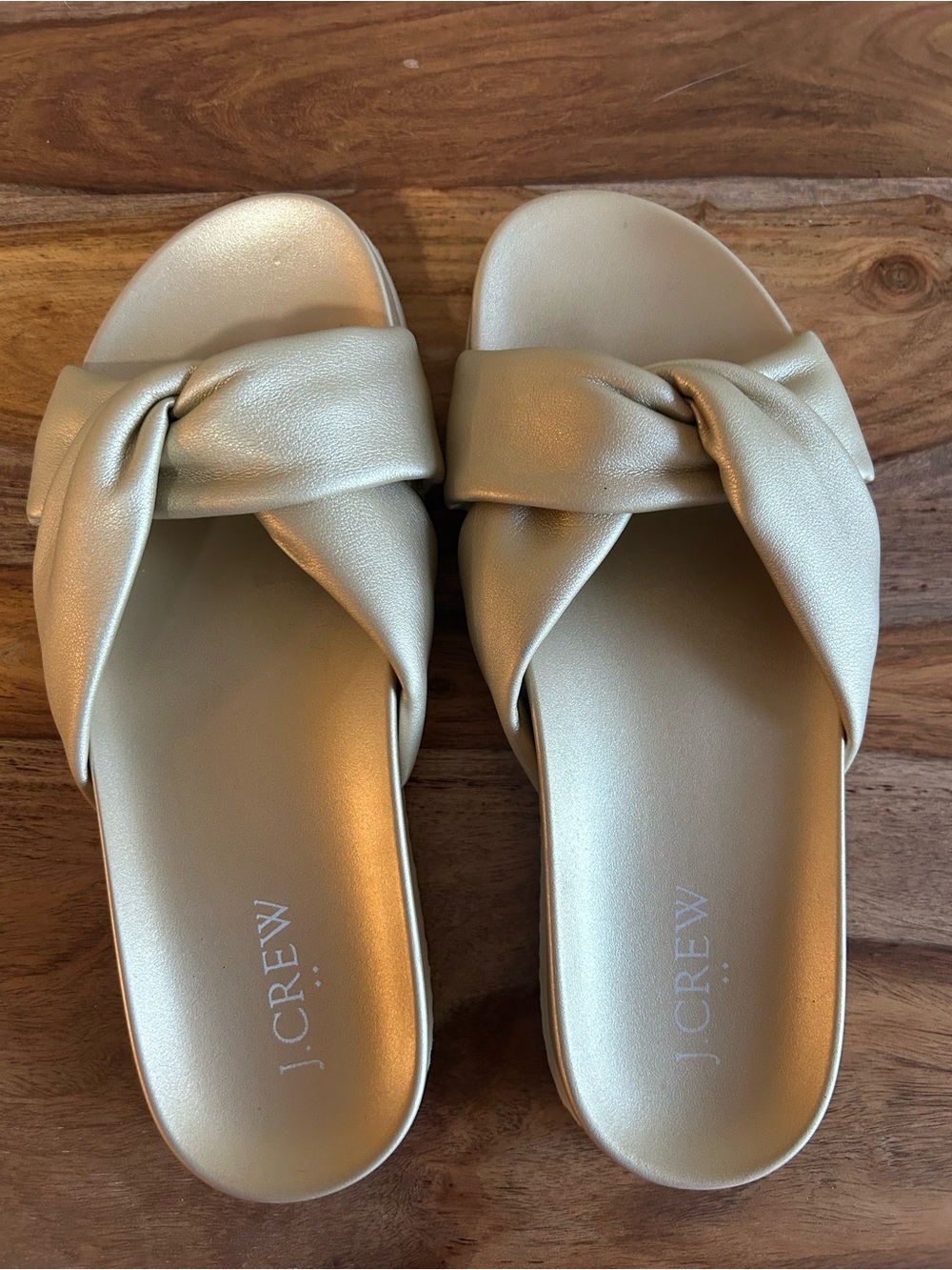 J. Crew Gold Knotted Slide Sandals - Women's